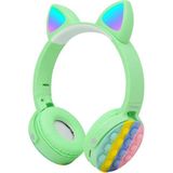 Techno Guru Mobify Rgb LED Işıklı Kedi Kulağı Tasarımlı Katlanabilir Kulak Üstü CXT-950 Bluetooth Kulaklık - Yeşil