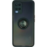 Techno Guru Oppo A54 4g Kılıf Arkası Buz Tasarımlı ve Yüzüklü Kenarları Renkli Şık Montreal Yüzüklü Silikon Kapak - Yeşil
