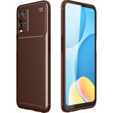 Techno Guru Oppo A54 4g Kılıf Karbon Desenli Şık Darkon Premium Silikon Kapak-Kahve