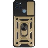 Techno Guru Realme C25Y Kılıf Kamera Koruma Sürgülü Şık Pars Tank Sert Silikon Kapak - Gold