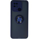 Techno Guru Redmi 10C Kılıf Arkası Buz Tasarımlı ve Yüzüklü Kenarları Renkli Şık Montreal Yüzüklü Silikon Kapak - Lacivert