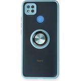 Techno Guru Redmi 9c Kılıf Arkası Buz Tasarımlı ve Yüzüklü Kenarları Renkli Şık Montreal Yüzüklü Silikon Kapak - Buz Mavisi