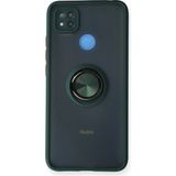 Techno Guru Redmi 9c Kılıf Arkası Buz Tasarımlı ve Yüzüklü Kenarları Renkli Şık Montreal Yüzüklü Silikon Kapak - Yeşil