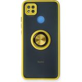 Techno Guru Redmi 9c Kılıf Arkası Buz Tasarımlı ve Yüzüklü Kenarları Renkli Şık Montreal Yüzüklü Silikon Kapak