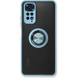 Techno Guru Redmi Note 11 Kılıf Arkası Buz Tasarımlı ve Yüzüklü Kenarları Renkli Şık Montreal Yüzüklü Silikon Kapak - Buz Mavisi