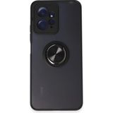 Techno Guru Redmi Note 12 4g Kılıf Arkası Buz Tasarımlı ve Yüzüklü Kenarları Renkli Şık Montreal Yüzüklü Silikon Kapak - Siyah