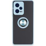 Techno Guru Redmi Note 12 5g Kılıf Arkası Buz Tasarımlı ve Yüzüklü Kenarları Renkli Şık Montreal Yüzüklü Silikon Kapak - Buz Mavisi