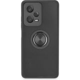 Techno Guru Redmi Note 12 Pro 5g Kılıf Arkası Buz Tasarımlı ve Yüzüklü Kenarları Renkli Şık Montreal Yüzüklü Silikon Kapak - Siyah