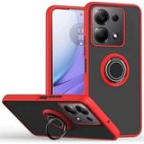 Techno Guru Redmi Note 13 Pro 5g Kılıf Arkası Buz Tasarımlı ve Yüzüklü Kenarları Renkli Şık Montreal Yüzüklü Silikon Kapak - Kırmızı