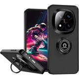 Techno Guru Redmi Note 14 Pro Plus Kılıf Arkası Buz Tasarımlı ve Yüzüklü Kenarları Renkli Şık Montreal Yüzüklü Silikon Kapak - Siyah