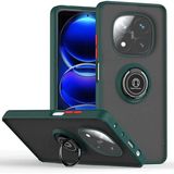 Techno Guru Redmi Note 14 Pro Plus Kılıf Arkası Buz Tasarımlı ve Yüzüklü Kenarları Renkli Şık Montreal Yüzüklü Silikon Kapak - Yeşil