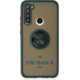 Techno Guru Redmi Note 8 Kılıf Arkası Buz Tasarımlı ve Yüzüklü Kenarları Renkli Şık Montreal Yüzüklü Silikon Kapak - Yeşil