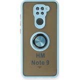 Techno Guru Redmi Note 9 Kılıf Arkası Buz Tasarımlı ve Yüzüklü Kenarları Renkli Şık Montreal Yüzüklü Silikon Kapak - Buz Mavisi
