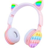 Techno Guru Rgb LED Işıklı Kedi Kulağı Katlanabilir Kulak Üstü B30 Bluetooth Kulaklık Pembe