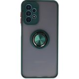 Techno Guru Samsung Galaxy A23 4g Kılıf Arkası Buz Tasarımlı ve Yüzüklü Kenarları Renkli Şık Montreal Yüzüklü Silikon Kapak - Yeşil