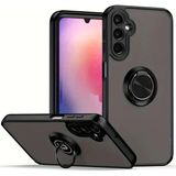Techno Guru Samsung Galaxy A26 Kılıf Arkası Buz Tasarımlı ve Yüzüklü Kenarları Renkli Şık Montreal Yüzüklü Silikon Kapak - Siyah