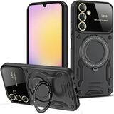 Techno Guru Samsung Galaxy A54 5g Kılıf Manyetik Standlı Joy Lens Premium Tank Silikon Kapak - Siyah