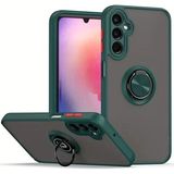 Techno Guru Samsung Galaxy A56 Kılıf Arkası Buz Tasarımlı ve Yüzüklü Kenarları Renkli Şık Montreal Yüzüklü Silikon Kapak - Yeşil