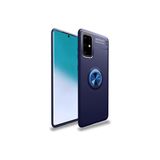 Techno Guru Samsung Galaxy A71 Ultra Koruma Sağlayan Stant Özellikli Yüzüklü Ravel Silikon Kılıf - Mavi