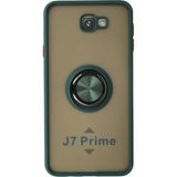 Techno Guru Samsung Galaxy J7 Prime Kılıf Arkası Buz Tasarımlı ve Yüzüklü Kenarları Renkli Şık Montreal Yüzüklü Silikon Kapak - Yeşil