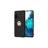 Techno Guru Samsung Galaxy S21 Plus Ultra Koruma Sağlayan Stant Özellikli Yüzüklü Ravel Silikon Kılıf - Siyah - Rose