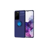 Techno Guru Samsung Galaxy S21 Ultra Ultra Koruma Sağlayan Stant Özellikli Yüzüklü Ravel Silikon Kılıf - Mavi