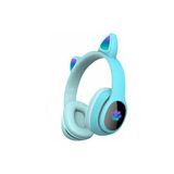 Techno Guru Technoguru Kedi Kulağı Tasarımlı Rgb Işıklı Katlanabilir L400 Bluetooth Kulaklık Mavi
