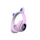 Techno Guru Technoguru Kedi Kulağı Tasarımlı Rgb Işıklı Katlanabilir L400 Bluetooth Kulaklık Mor