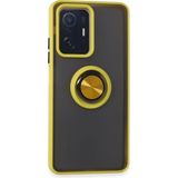 Techno Guru Xiaomi Mi 11T Pro Kılıf Arkası Buz Tasarımlı ve Yüzüklü Kenarları Renkli Şık Montreal Yüzüklü Silikon Kapak