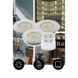 TECHNOFAST Led Işık Kablosuz Uzaktan Kumandalı Dolap Içi Led Ampul Seti 3lü Set Gece Lambası Spot Lamba