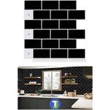 Technojet 1Adet 3boyutlu Seramik Efekt Kendinden Yapışkanlı Siyah Karo Pvc Mutfak Tezgah Kaplama 30CM×30CM