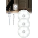 Technojet 3 Adet Akıllı Hareket Sensörlü USB Şarjlı Kablosuz Spot Led, Gece Lambası - 10 x 50 cm - Beyaz