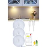 Technojet 3 Adet Akıllı Hareket Sensörlü Uzaktan Kumandalı USB Şarjlı Kablosuz Spot Led Gece Lambası