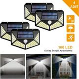 Technojet 4ADET 100 Ledli Hareket Sensörlü Güneş Enerjili Solar Bahçe Lambası LED Şarj Olabilen