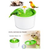 Technojet Kedi Köpek Kuş ve Evcil Hayvanlar Için Otomatik Su Pınarı Çeşmesi Su Sebili Kabı 1,6lt - Beyaz - Yeşil