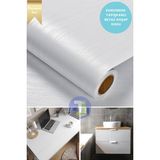 Technojet Kendinden Yapışkanlı Ahşap Görünümlü Mutfak Banyo Tezgah Duvar Dolap Masa Kaplama 60 x 100 cm - Beyaz