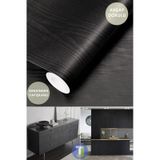 Technojet Kendinden Yapışkanlı Ahşap Görünümlü Mutfak Banyo Tezgah Duvar Dolap Masa Kaplama 60x100cm 001 siyah