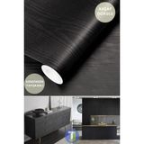 Technojet Kendinden Yapışkanlı Ahşap Görünümlü Siyah Mutfak Banyo Tezgah Duvar Dolap Masa Kaplama 60X100CM - 60 x 100 cm