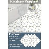 Technojet Kendinden Yapışkanlı Karo Pvc Mutfak Banyo Tezgah Kaplama Sticker 4 Adet 30 cm × 30 cm