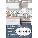 Technojet Kendinden Yapışkanlı Karo Pvc Mutfak Banyo Tezgah Kaplama Sticker 6 Adet 20 cm × 20 cm - 20cmx20cm