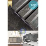Technojet Kendinden Yapışkanlı Mermer Desen Folyo Mutfak Banyo Tezgah Duvar Kaplama 60 cm x 100 cm Koyu Gri - Renkli - 60 x 100 cm