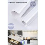 Technojet Kendinden Yapışkanlı Simli Beyaz Mutfak Banyo Tezgah Duvar Dolap Masa Kaplama 60cmx100cm