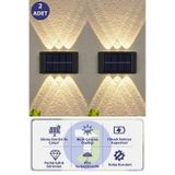Technojet Modern Solar Güneş Enerjili 6 Ledli Bahçe Aydınlatması Aplik Sarı Işık Led Lamba 2 Adet