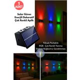 Technojet Solar Güneş Enerjili 4 Ledli Bahçe Aydınlatması Aplik RGB Işık Led Lamba (1 Adet)