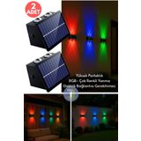 Technojet Solar Güneş Enerjili 4 Ledli Bahçe Aydınlatması Aplik RGB Işık Led Lamba (2 Adet)