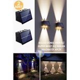Technojet Solar Güneş Enerjili 4 Ledli Bahçe Aydınlatması Aplik Sarı Işık LED Lamba (2 Adet) - Siyah