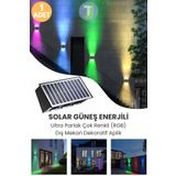 Technojet Solar Güneş Enerjili 6 Ledli Bahçe Aydınlatması Aplik Parlak Rgb Işık Led Lamba 1 Adet