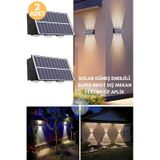 Technojet Solar Güneş Enerjili 6 Ledli Bahçe Aydınlatması Aplik Sarı Işık Led Lamba 2 Adet