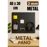 TechnoLoby Pegboard Çok Amaçlı SİYAH METAL Pano 40x30 cm Organizatör Pegboard