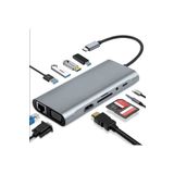 TECHNOMEN 11 In 1 Type-c To Usb Hub Port Uyumlu Adaptör Hdmı 4x Usb Lan Vga Sd Card Çevirici Çoklayıcı